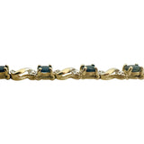 10k Yellow Gold Sapphire and Diamond Link Bracelet 7"