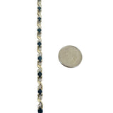 10k Yellow Gold Sapphire and Diamond Link Bracelet 7"