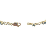 10k Yellow Gold Sapphire and Diamond Link Bracelet 7"