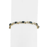 10k Yellow Gold Sapphire and Diamond Link Bracelet 7"