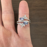 18k White Gold Topaz and Diamond Bypass Band Ring Size 7