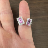 Salavetti 18k White Gold Pink Sapphire and Diamond Et Toi Moi Bypass Ring Size 7