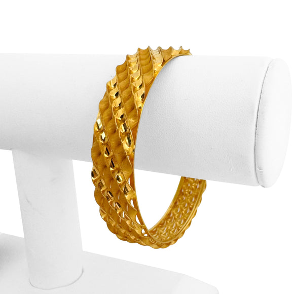 21k Yellow Gold 29.8g Solid Heavy 13.5mmm Fancy Bangle Bracelet 8