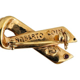 Roberto Coin 1k Yellow Gold Ribbon Pin Brooch Italy 1.2"
