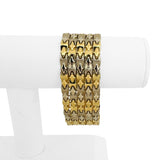 18k Yellow and White Gold 39g Ladies Wide 27mm Fancy Link Bracelet Italy 7.5"