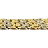 18k Yellow and White Gold 39g Ladies Wide 27mm Fancy Link Bracelet Italy 7.5"
