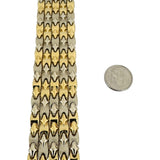 18k Yellow and White Gold 39g Ladies Wide 27mm Fancy Link Bracelet Italy 7.5"