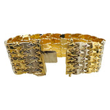 18k Yellow and White Gold 39g Ladies Wide 27mm Fancy Link Bracelet Italy 7.5"