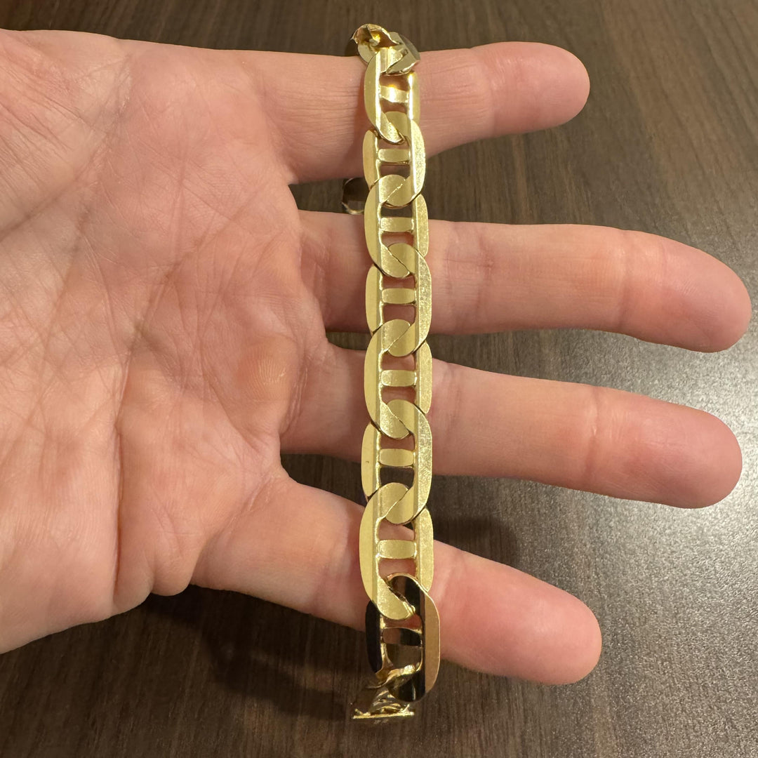 14k Yellow Gold 36.3g Solid Men's 11mm Mariner Link Bracelet Italy 8.25"