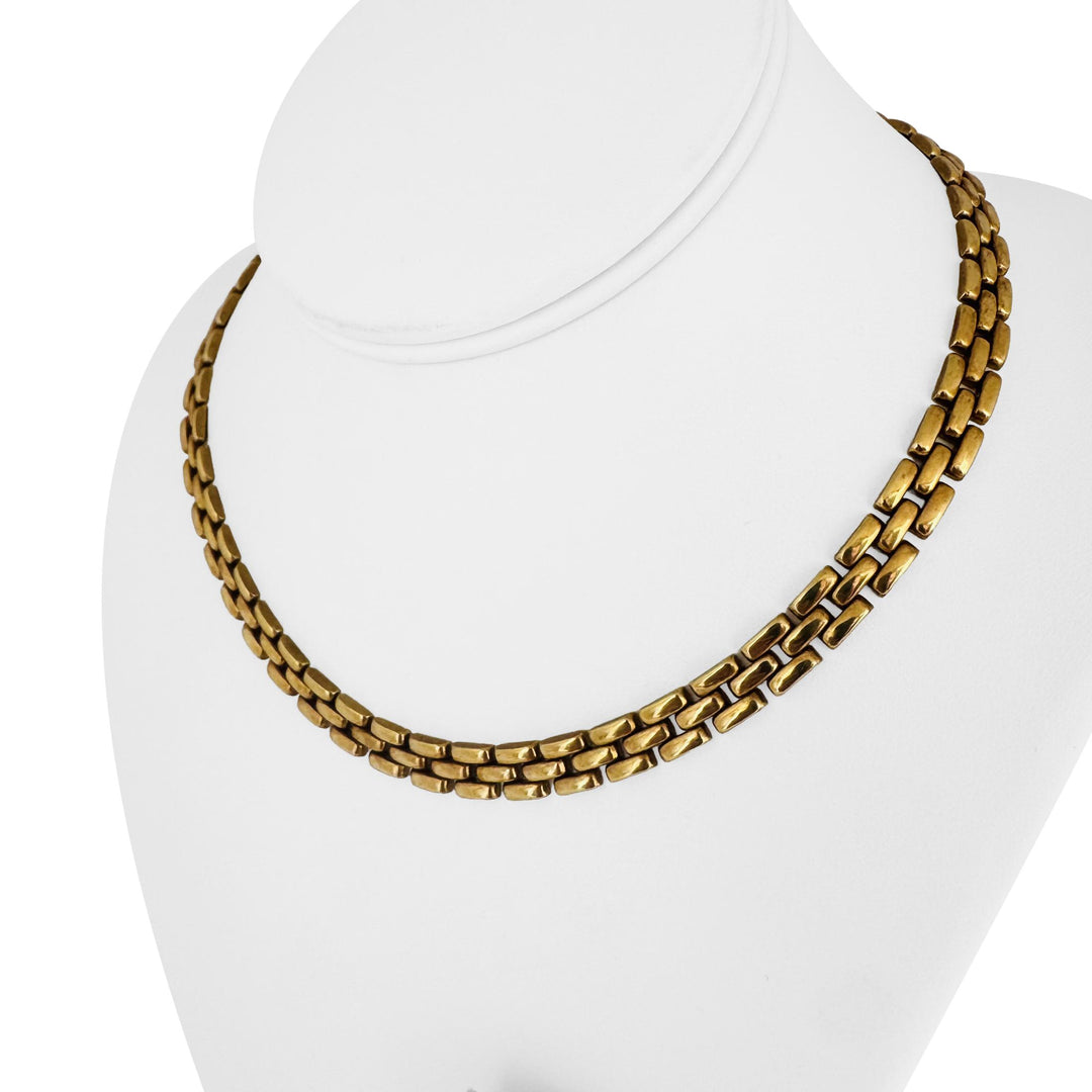 18k Yellow Gold 33.6g Vintage Heavy 7mm Panther Link Necklace 17"