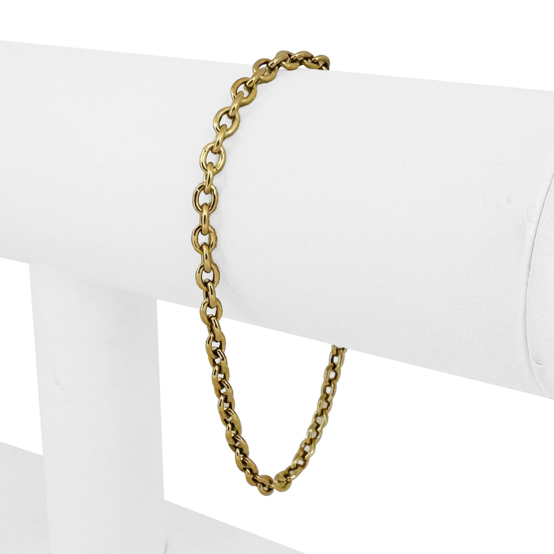 18k Yellow Gold 3.4g Hollow Light 3mm Cable Link Bracelet Italy 7"