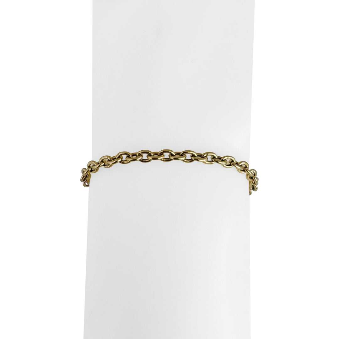 18k Yellow Gold 3.4g Hollow Light 3mm Cable Link Bracelet Italy 7"