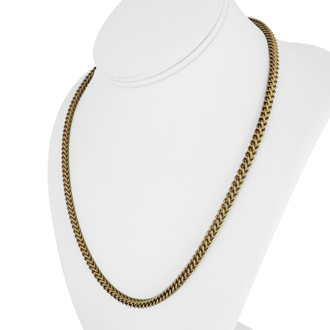 14k Yellow Gold 21.4g Diamond Cut 3.5mm Squared Franco Link Chain Necklace 20"