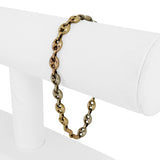 14k Yellow White and Rose Gold 6.2g Puffy Mariner Link Bracelet Italy 7.5"