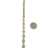 14k Yellow White and Rose Gold 6.2g Puffy Mariner Link Bracelet Italy 7.5"
