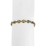 14k Yellow White and Rose Gold 6.2g Puffy Mariner Link Bracelet Italy 7.5"