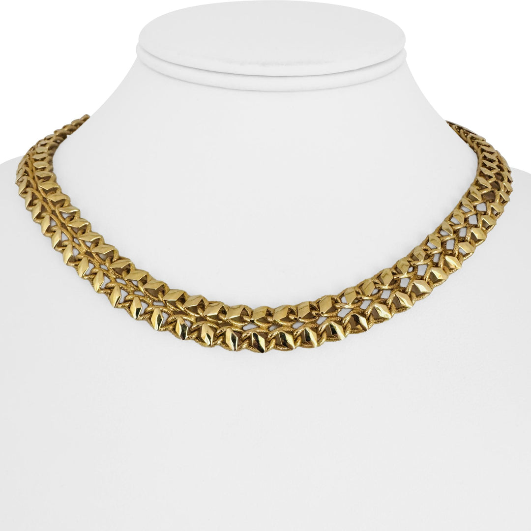 14k Yellow Gold 18.6g Ladies 10.5mm Fancy Link Chain Necklace Italy 17"