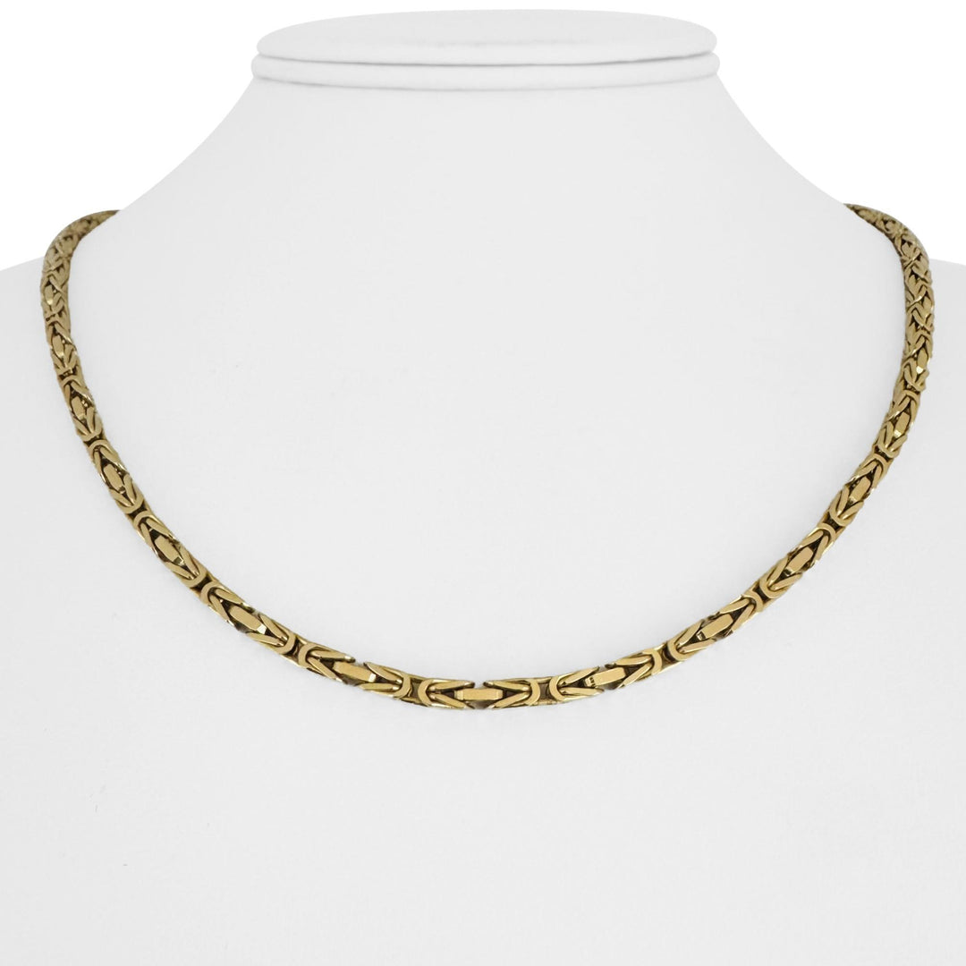 14k Yellow Gold 23.4g Solid Thin 2.5mm Squared Byzantine Link Necklace Italy 18"