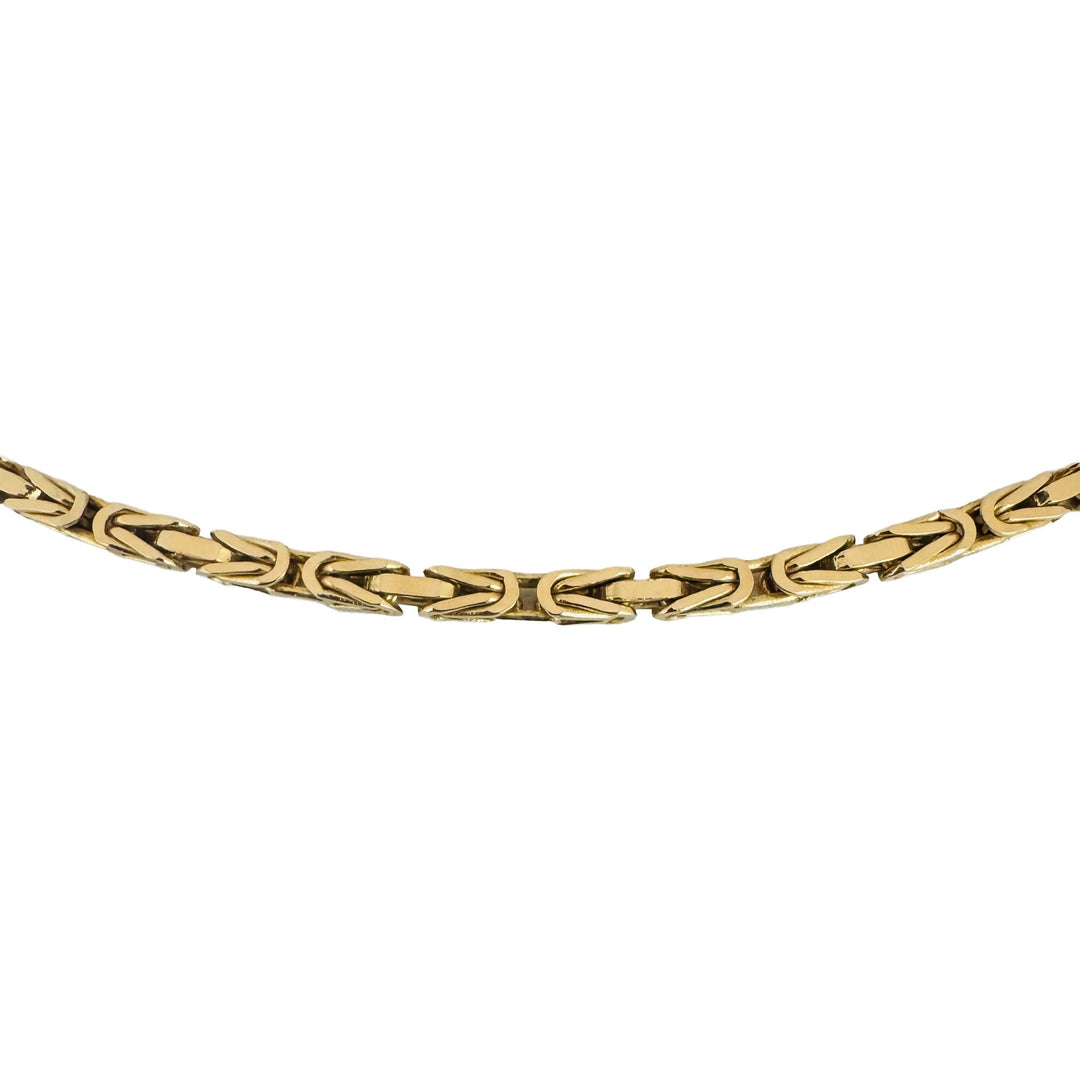 14k Yellow Gold 23.4g Solid Thin 2.5mm Squared Byzantine Link Necklace Italy 18"