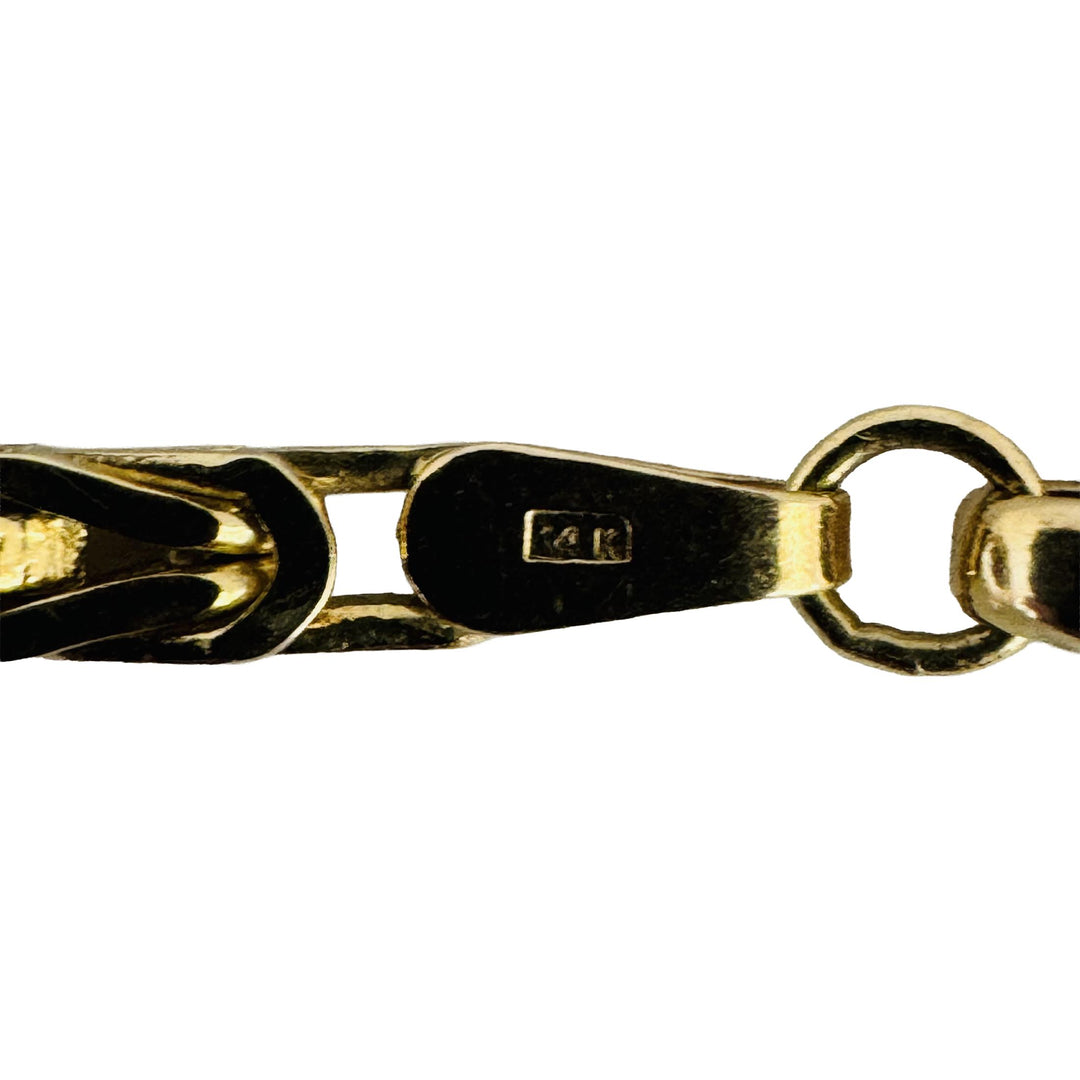 14k Yellow Gold 23.4g Solid Thin 2.5mm Squared Byzantine Link Necklace Italy 18"