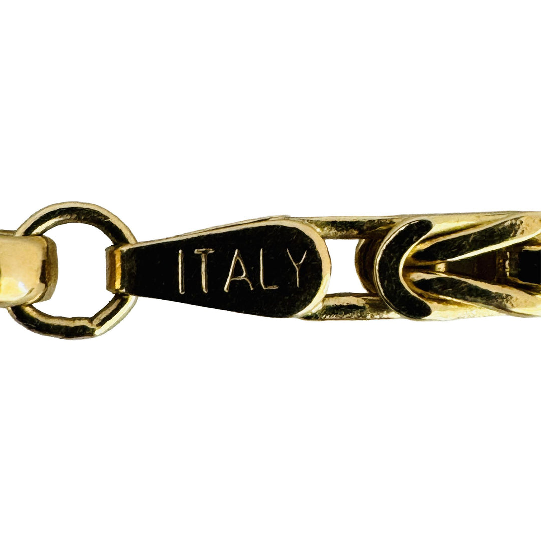 14k Yellow Gold 23.4g Solid Thin 2.5mm Squared Byzantine Link Necklace Italy 18"