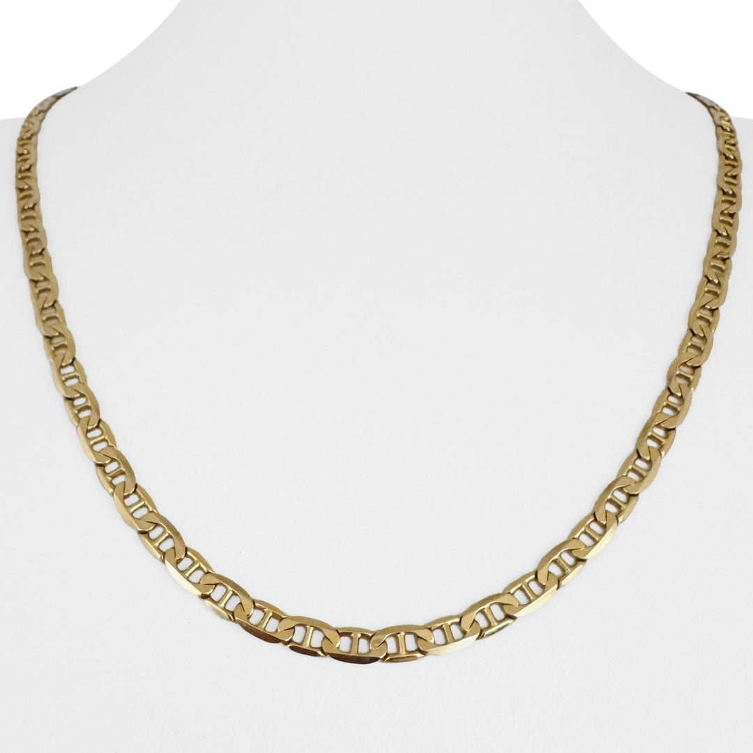 14k Yellow Gold 17.2g Solid Men's 4mm Mariner Link Chain Necklace Italy 21"