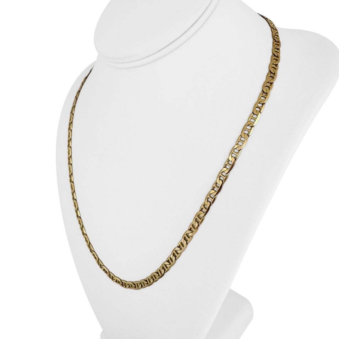 14k Yellow Gold 17.2g Solid Men's 4mm Mariner Link Chain Necklace Italy 21"