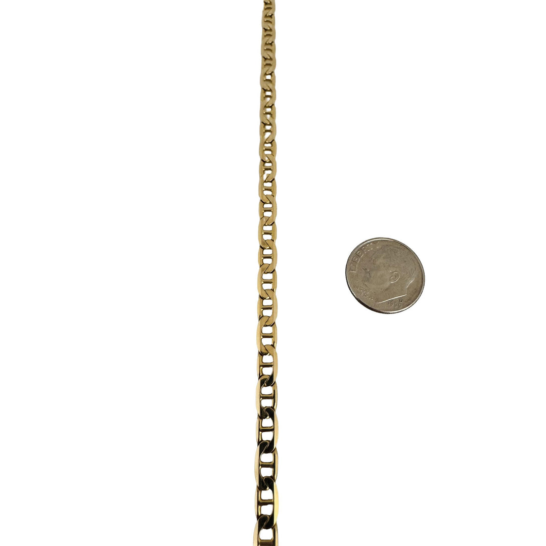 14k Yellow Gold 17.2g Solid Men's 4mm Mariner Link Chain Necklace Italy 21"