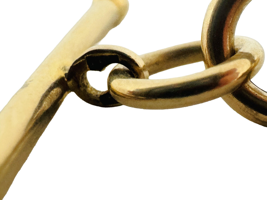 14k Yellow Gold 22.6g Circle Link Bracelet with Heart Charm Toggle 7.5"