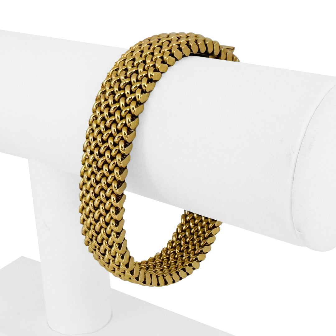 14k Yellow Gold 29g Ladies Vintage 14mm Fancy Mesh Link Bracelet Italy 7.5"