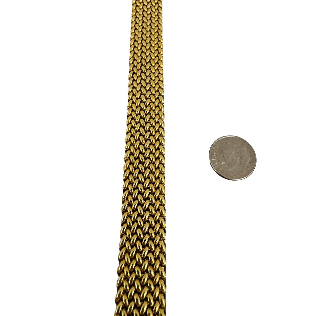 14k Yellow Gold 29g Ladies Vintage 14mm Fancy Mesh Link Bracelet Italy 7.5"