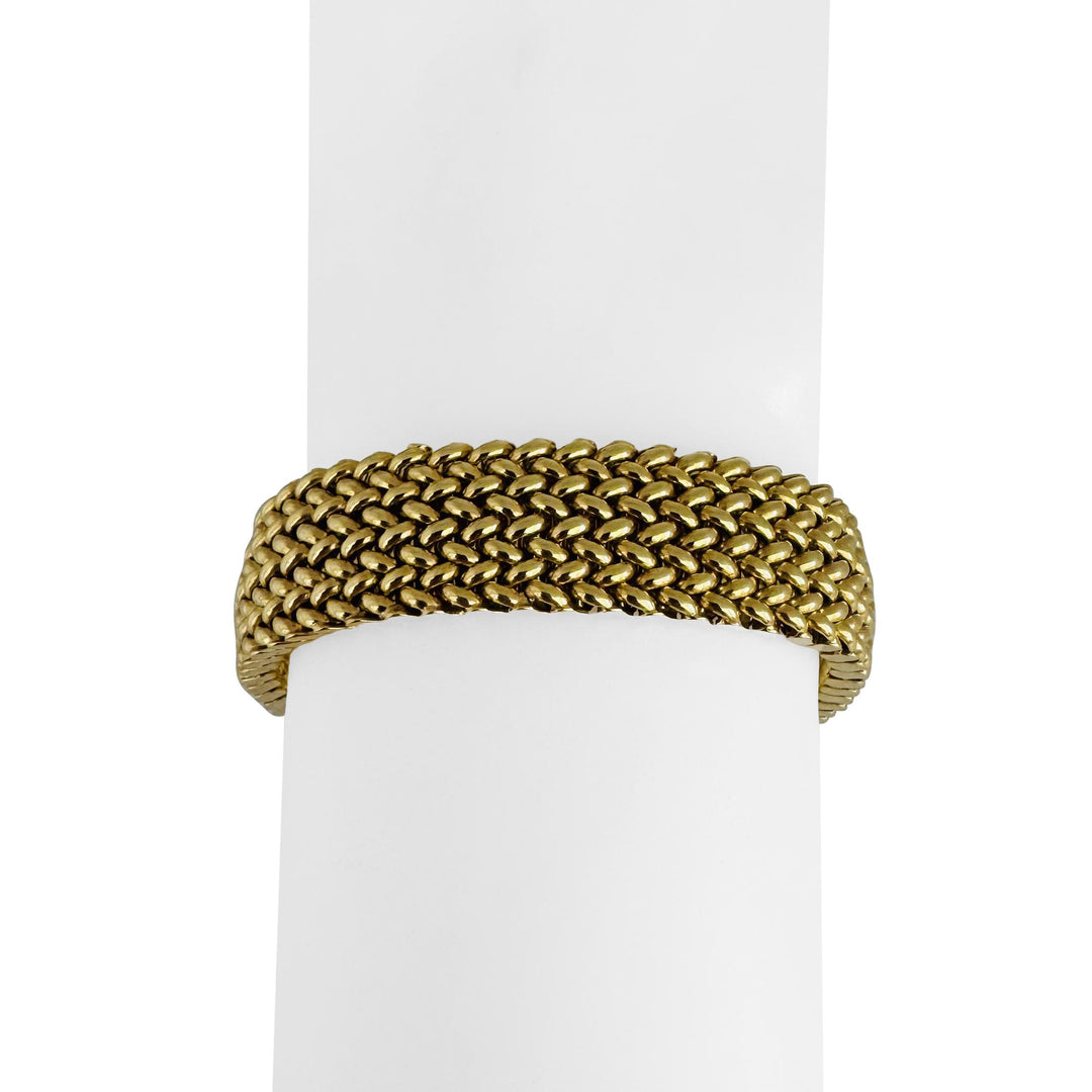 14k Yellow Gold 29g Ladies Vintage 14mm Fancy Mesh Link Bracelet Italy 7.5"