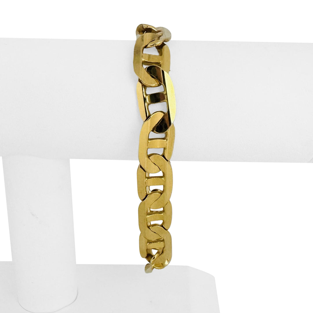 14k Yellow Gold 36.3g Solid Men's 11mm Mariner Link Bracelet Italy 8.25"