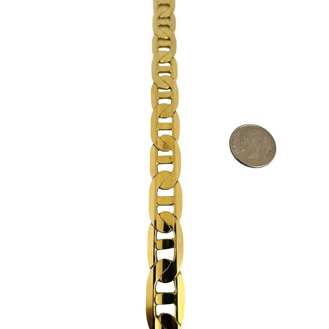 14k Yellow Gold 36.3g Solid Men's 11mm Mariner Link Bracelet Italy 8.25"