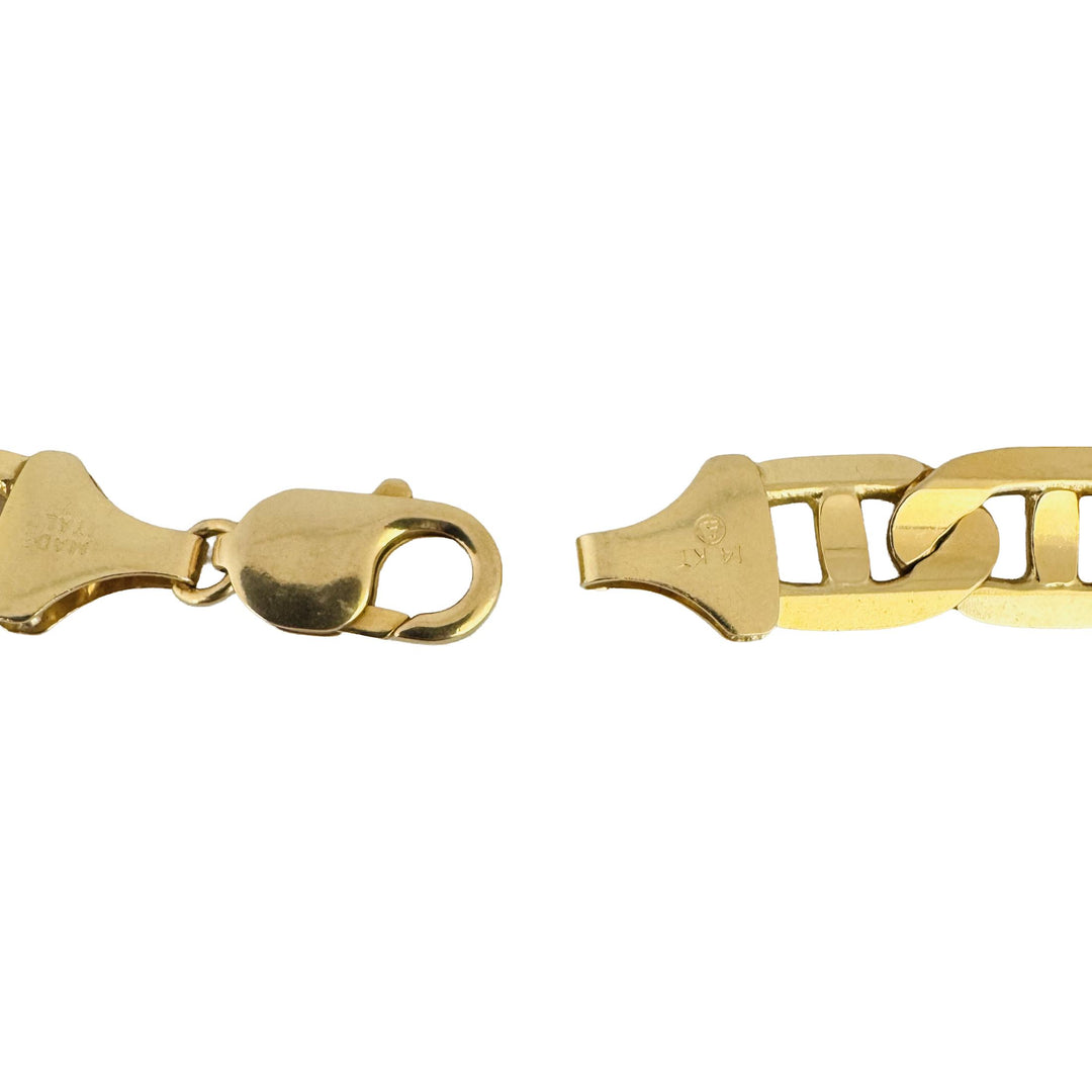 14k Yellow Gold 36.3g Solid Men's 11mm Mariner Link Bracelet Italy 8.25"