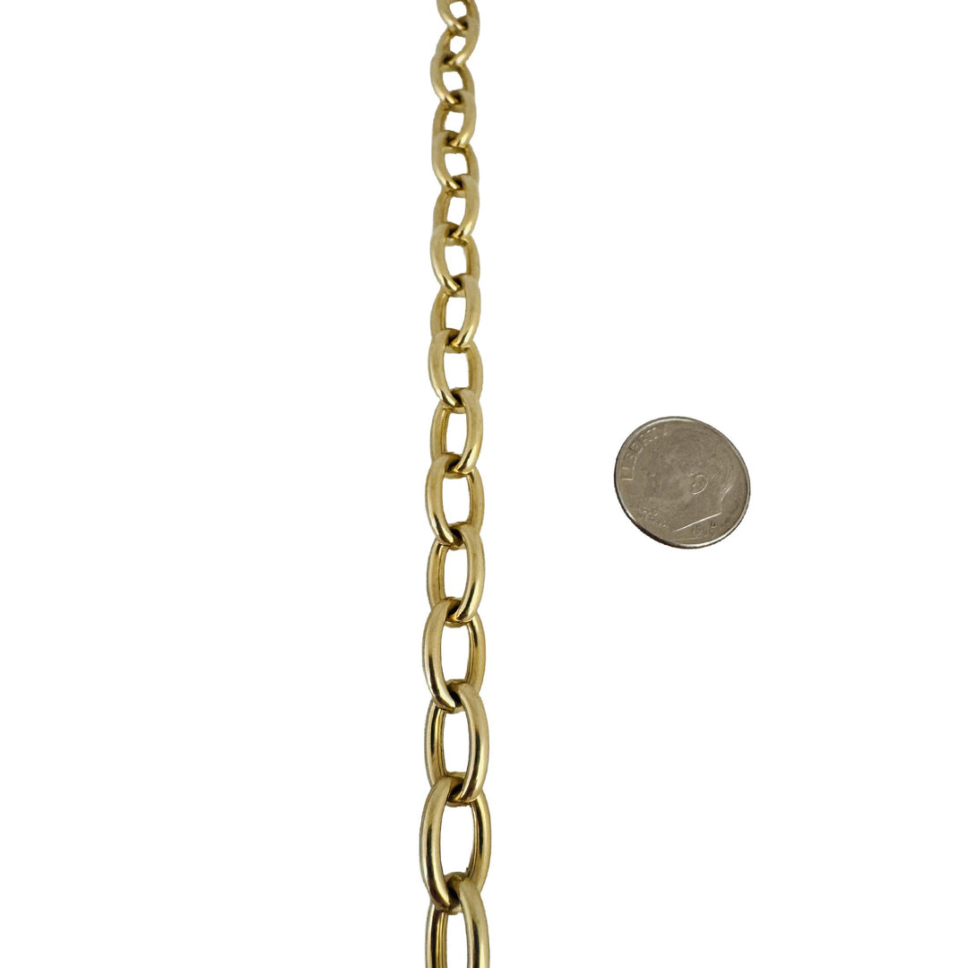 14k Yellow Gold 12.3g Semi Solid 9mm Oval Cable Link Bracelet 7.5"