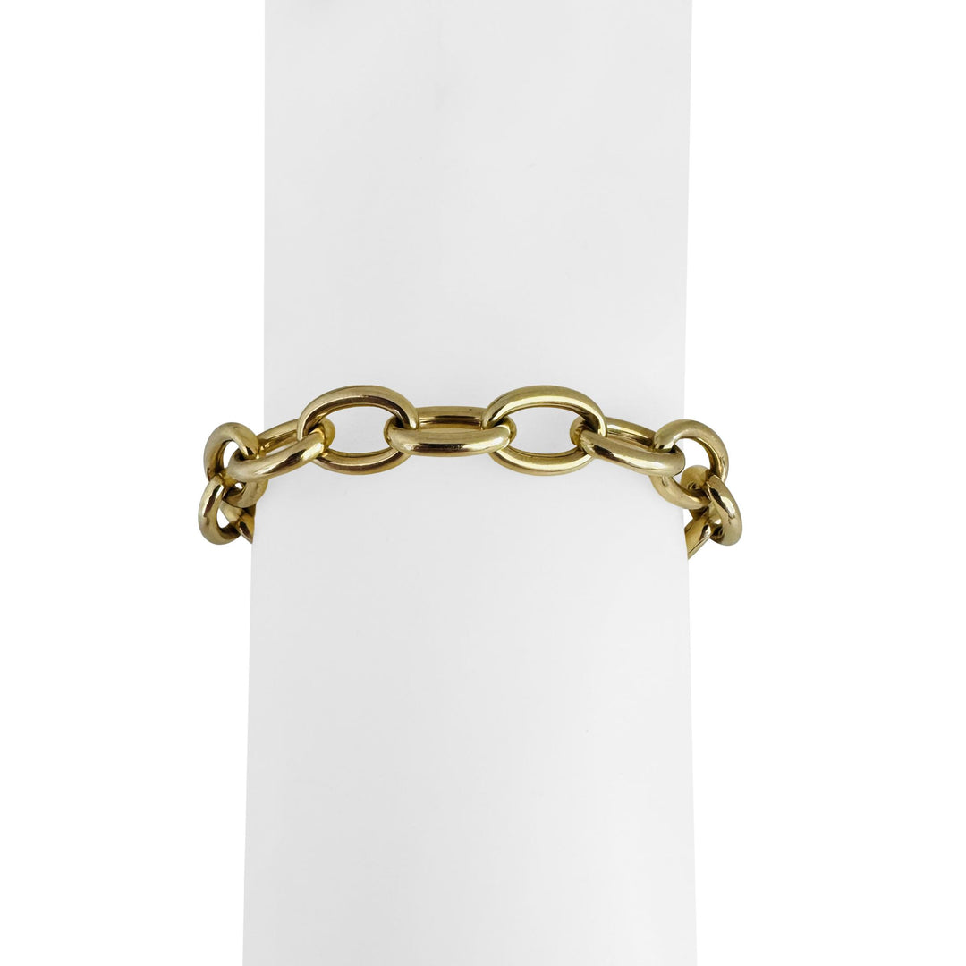 14k Yellow Gold 12.3g Semi Solid 9mm Oval Cable Link Bracelet 7.5"