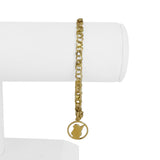 14k Yellow Gold 5.5g Light Double Circle Link Baby Angel Charm Bracelet 7.5"