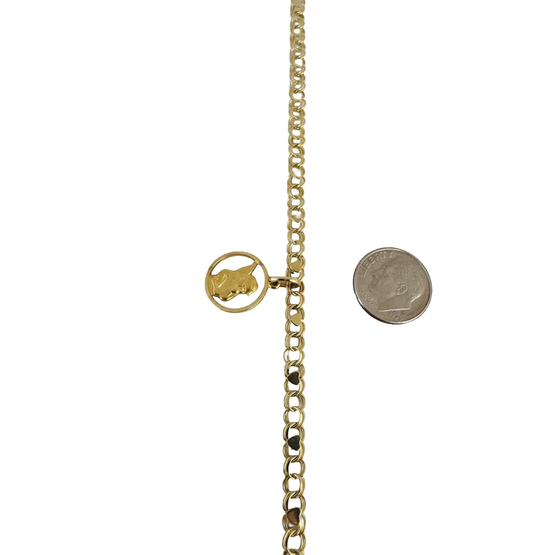 14k Yellow Gold 5.5g Light Double Circle Link Baby Angel Charm Bracelet 7.5"