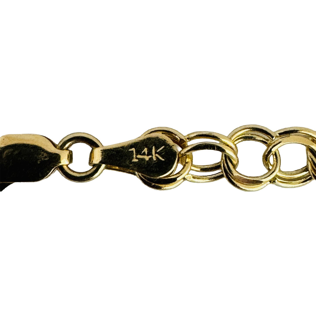 14k Yellow Gold 5.5g Light Double Circle Link Baby Angel Charm Bracelet 7.5"