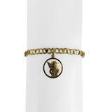 14k Yellow Gold 5.5g Light Double Circle Link Baby Angel Charm Bracelet 7.5"
