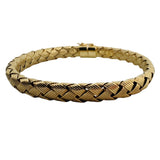14k Yellow Gold 14.8g Woven Braided Flex Bangle Bracelet Italy 6.75"