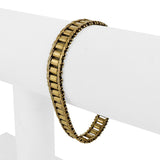 14k Yellow Gold 15.8g Vintage Imperial Gold 9mm Beaded Bar Link Bracelet 6.5"