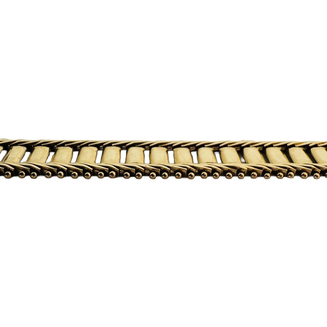 14k Yellow Gold 15.8g Vintage Imperial Gold 9mm Beaded Bar Link Bracelet 6.5"