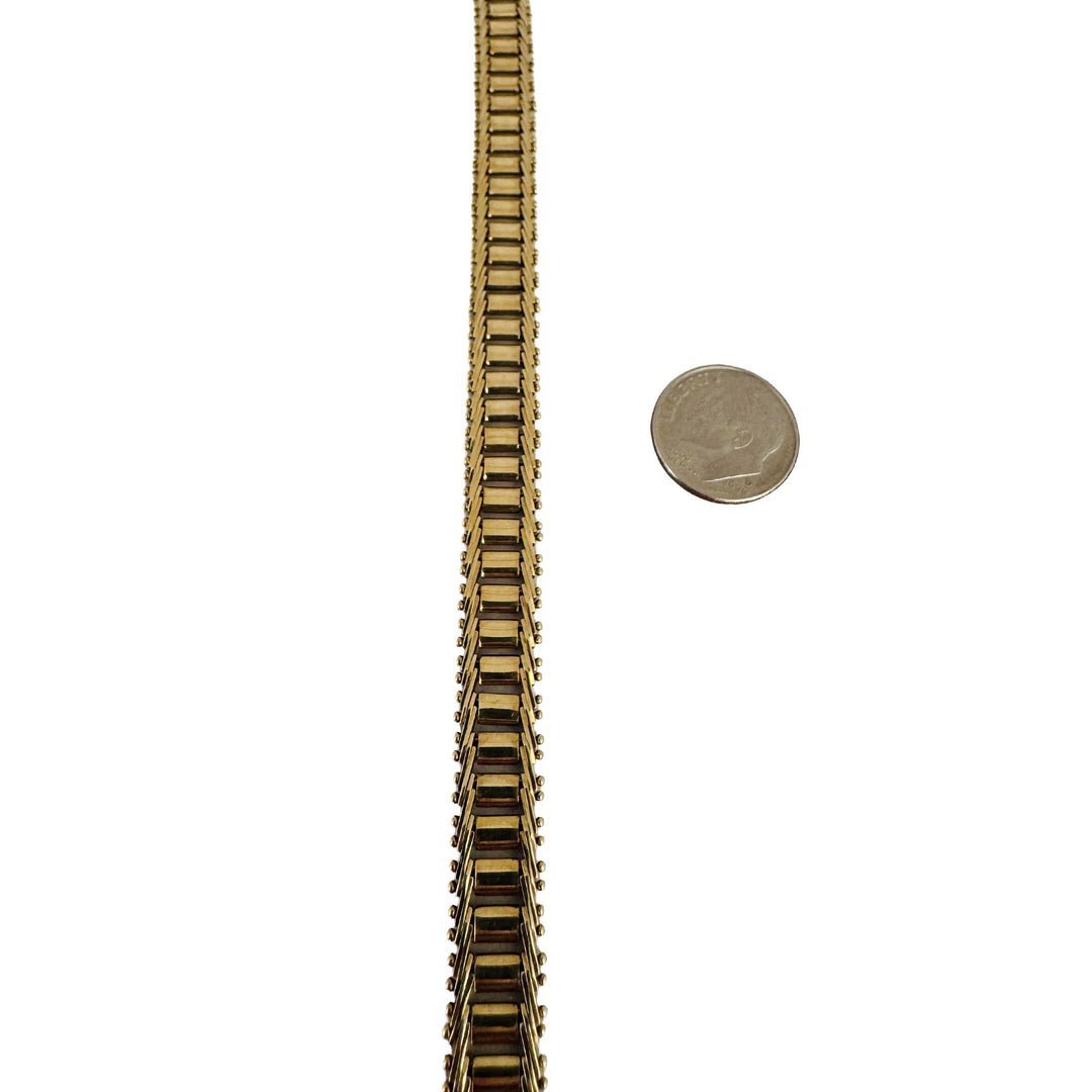 14k Yellow Gold 15.8g Vintage Imperial Gold 9mm Beaded Bar Link Bracelet 6.5"