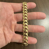 14k Yellow Gold 15g Vintage Aurafin 13mm Fancy Link Bracelet Italy 7.5"