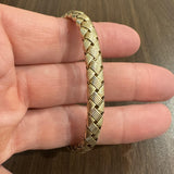 14k Yellow Gold 14.8g Woven Braided Flex Bangle Bracelet Italy 6.75"