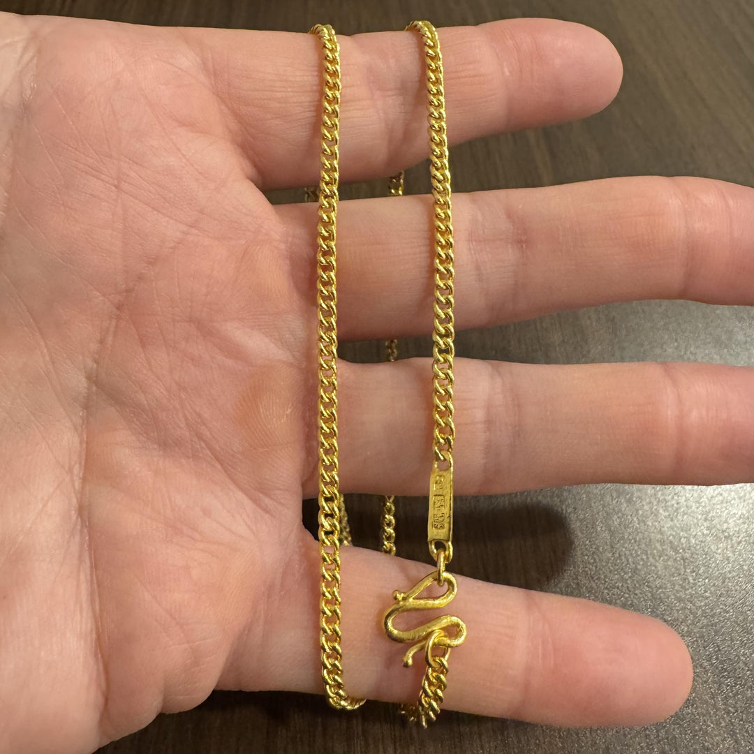 24k Pure Yellow Gold 22.8g Solid Heavy 3mm Curb Link Chain Necklace 19"