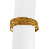 Set of Four 22k Yellow Gold 38g Solid Beaded Diamond Cut Bangle Bracelets 7.75"