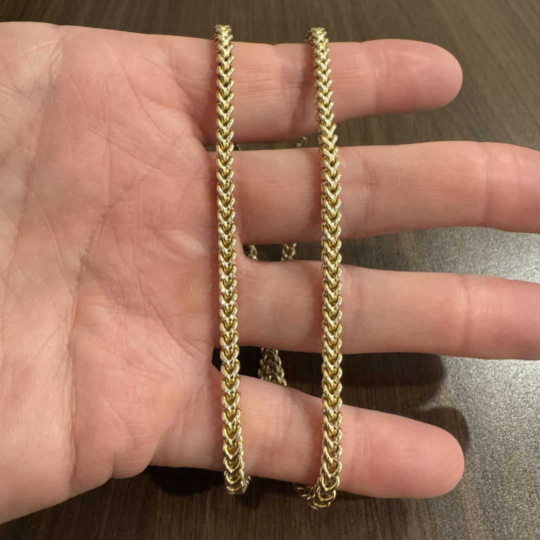 14k Yellow Gold 21.4g Diamond Cut 3.5mm Squared Franco Link Chain Necklace 20"